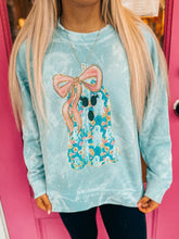 Load image into Gallery viewer, Bleached Preppy Ghost w/ bow sweater
