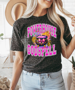 Powerhouse Godspell faux glitter black leopard tee