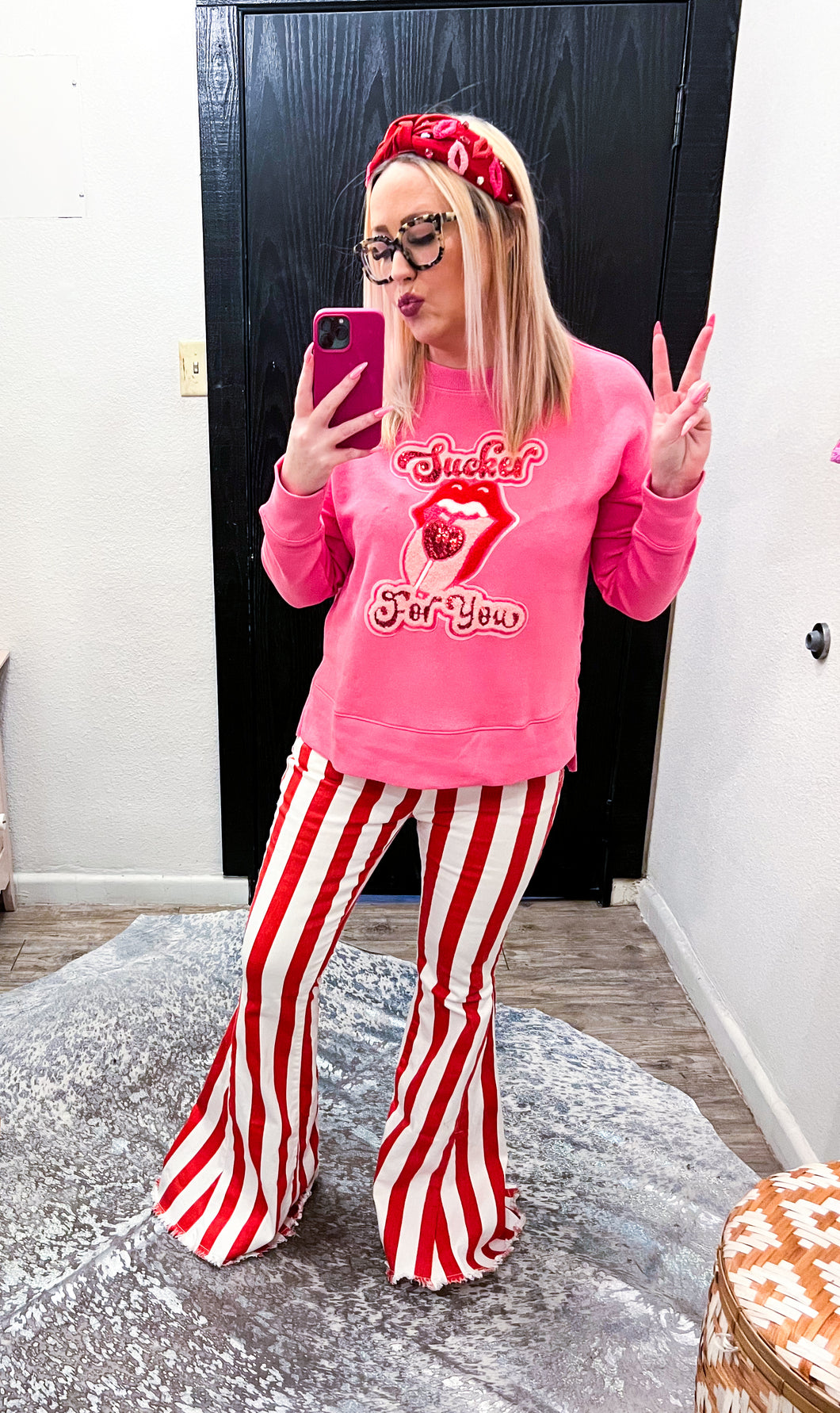 Sucker for You French Terry patch sweater