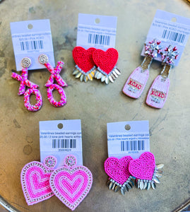 Valentines beaded earrings collection