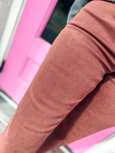 Chocolate Mid Rise Ankle Wide Pants In Lurex Fabric