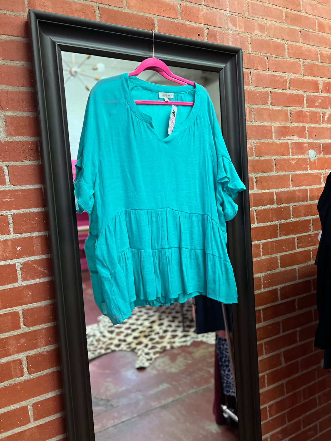 Turquoise Umgee Womens Top, 2XL