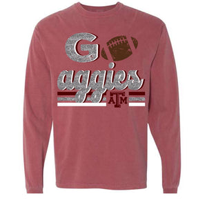 Aggies faux glitter football design