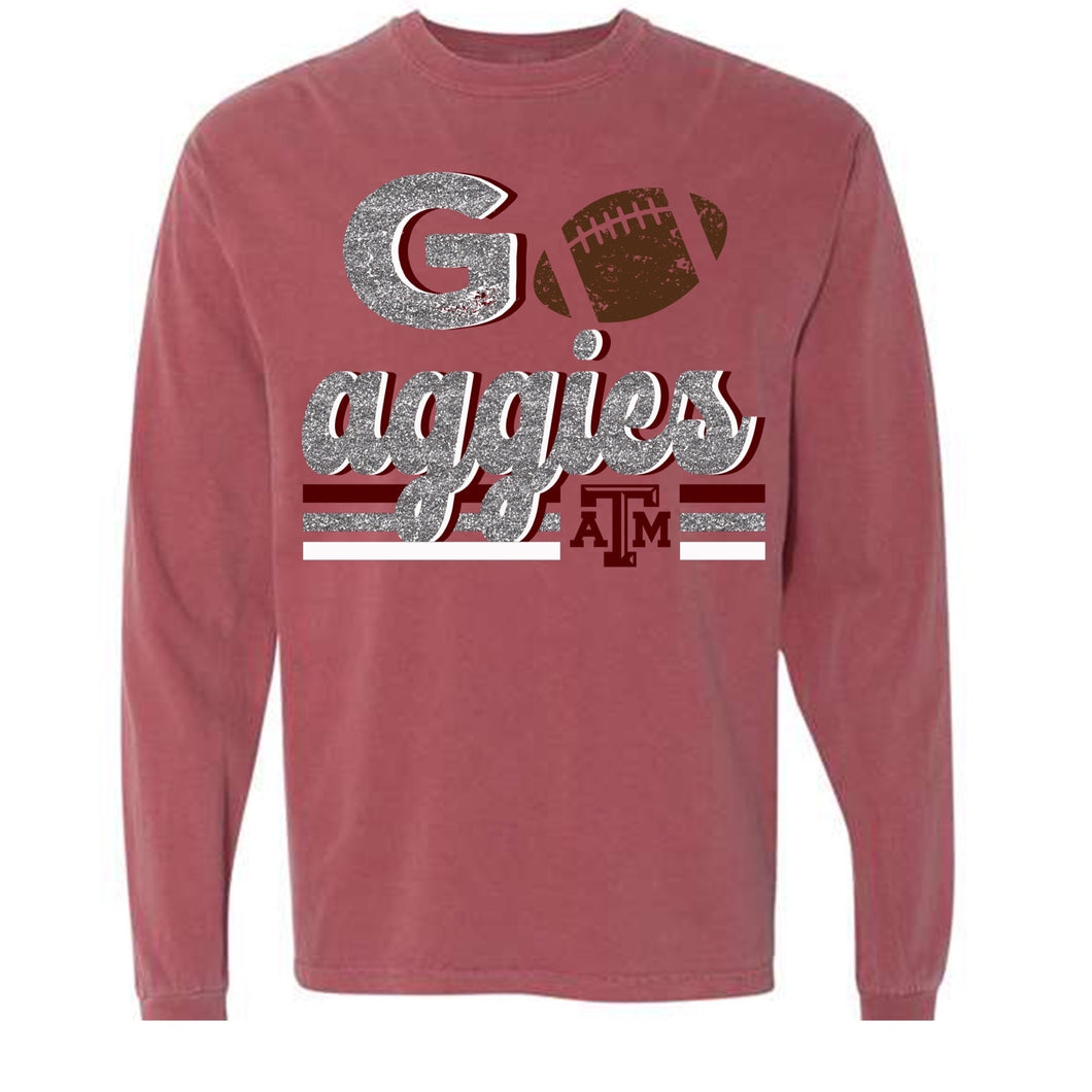 Aggies faux glitter football design