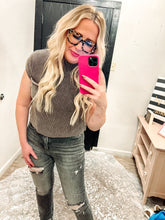 Load image into Gallery viewer, Mock neck short sleeve sweater top
