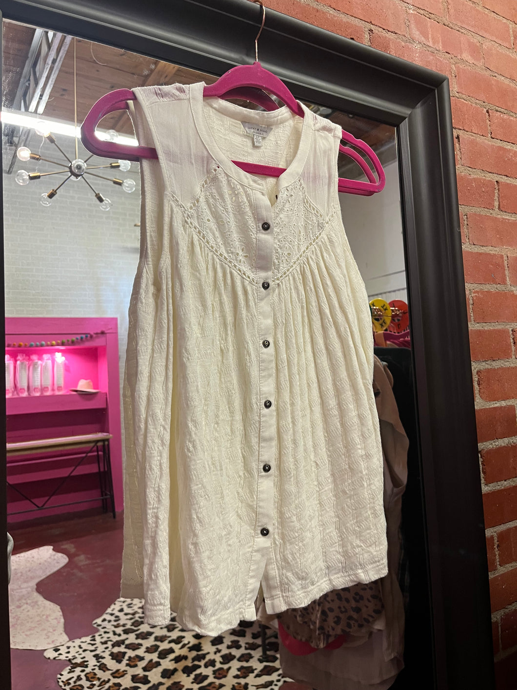 White Lucky Womens Top, Small