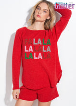 Load image into Gallery viewer, Red Glitter Fa La La La La shorts Lounge Set
