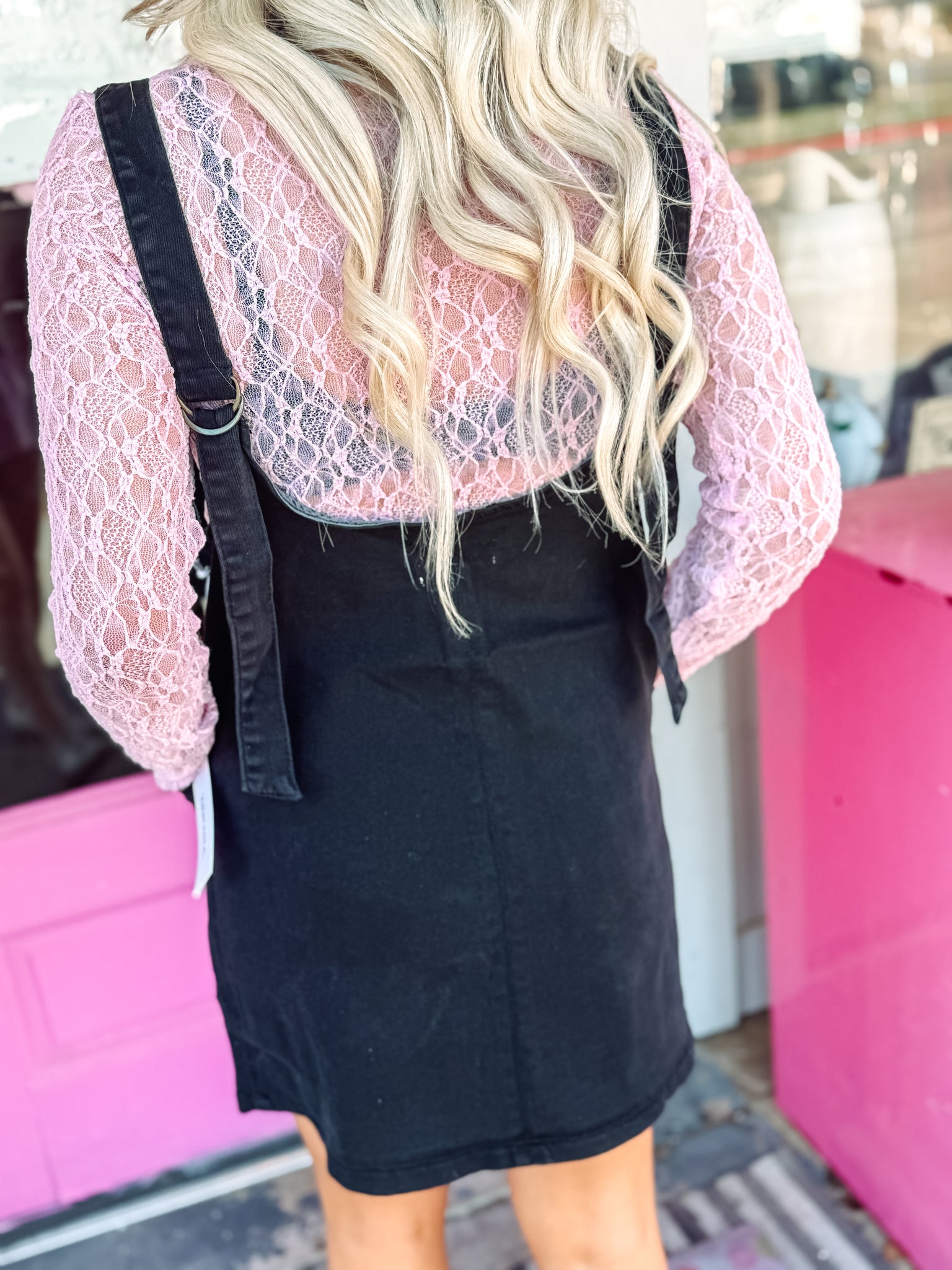 Black Washed Adjustable Strap Denim Overall Dress Pink Bulldog Boutique Black Washed Adjustable Strap Denim Overall Dress Pink Bulldog Boutique