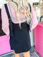 Load image into Gallery viewer, Black Washed Adjustable Strap Denim Overall Dress
