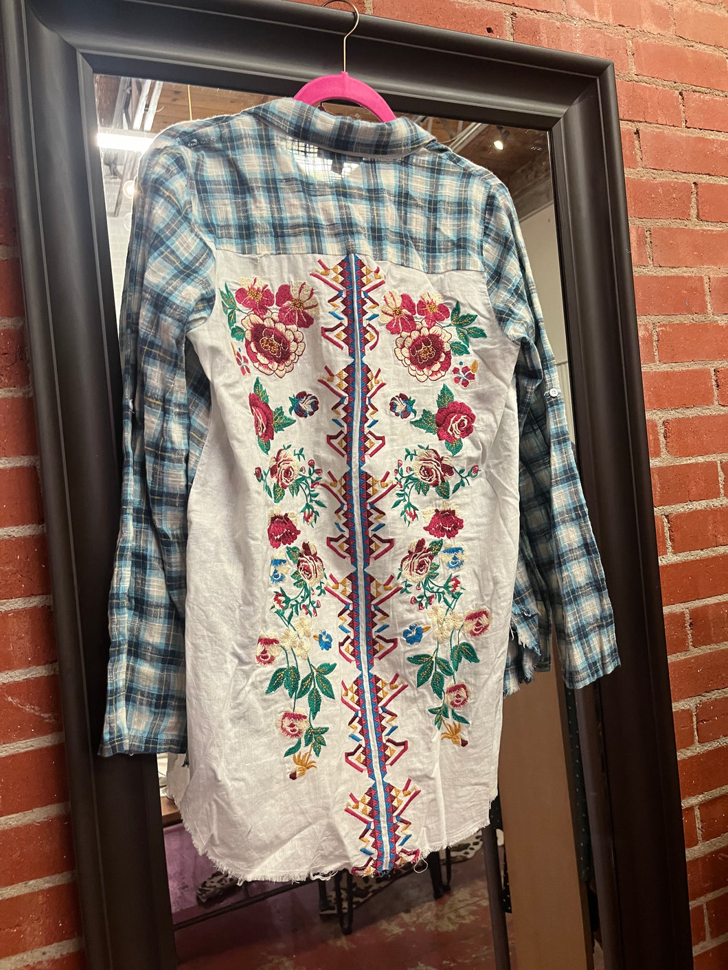 blue/ pink rose april sky Flannels, Small