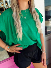 Load image into Gallery viewer, Clover green Cotton Slub Open Back Top
