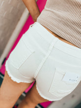 Load image into Gallery viewer, Tummy control High rise white button fly denim shorts
