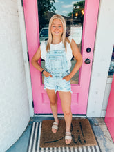 Load image into Gallery viewer, Acid wash distressed overalls
