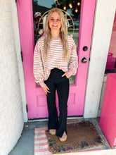 Load image into Gallery viewer, Striped Terry Open Back Long Sleeve Top
