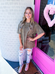 Oversized acid wash tee's