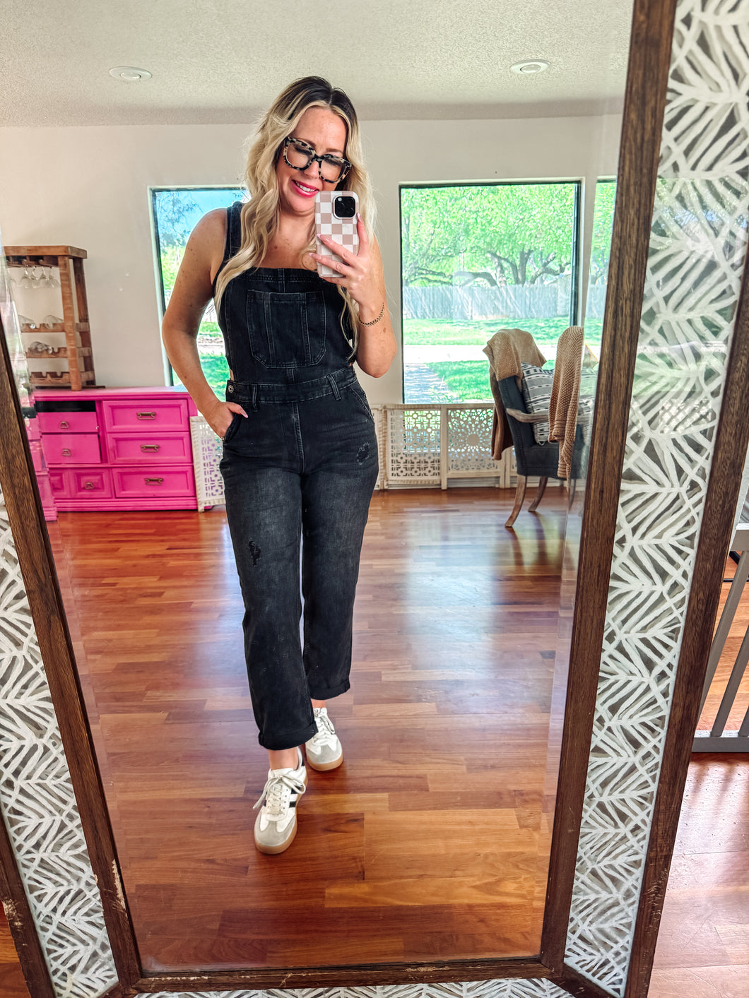 Black Relaxed fit cuffed overalls