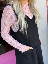 Load image into Gallery viewer, Candy Cane Lace Sheer Top
