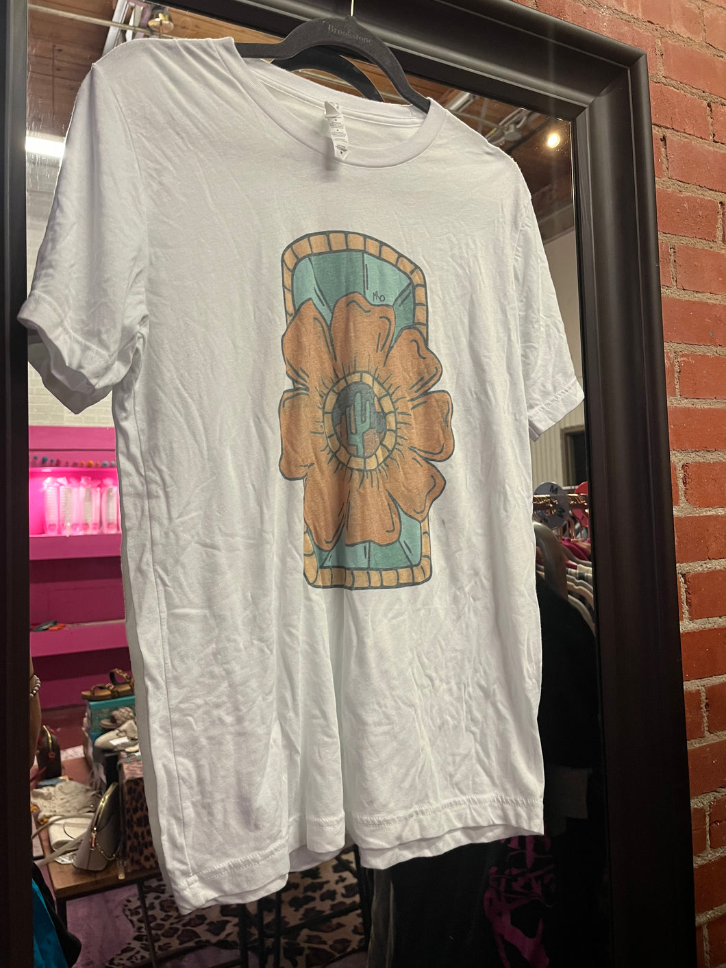 White Pink Bulldog Womens Top, Medium