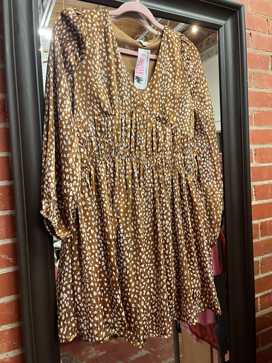 Brown pokadot Umgee Womens Dress, Small