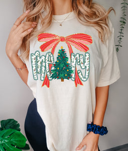 Merry Christmas tree bow