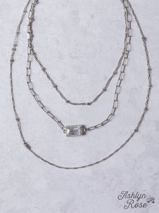 3 layer necklace w crystal stone