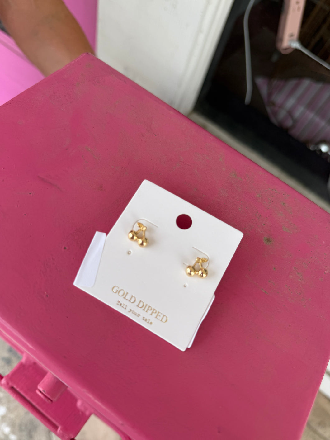 Gold cherry studs