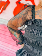 Load image into Gallery viewer, Black/Gold smocked top
