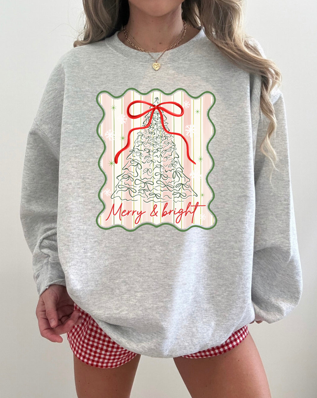 Merry & Bright tree stripes bow