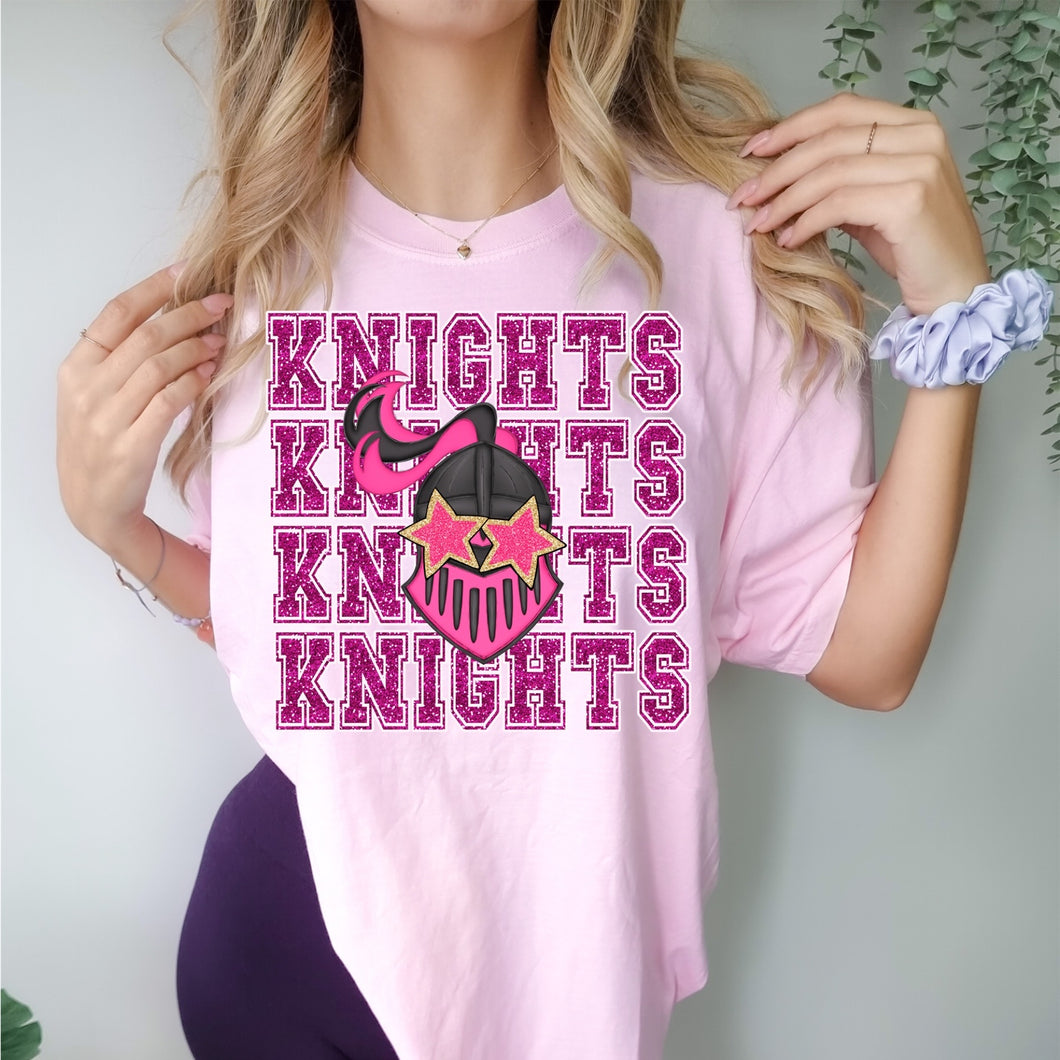 Knights Pink Faux Glitter Design