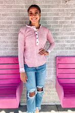 Load image into Gallery viewer, Mineral wash waffle knit Henley long sleeve
