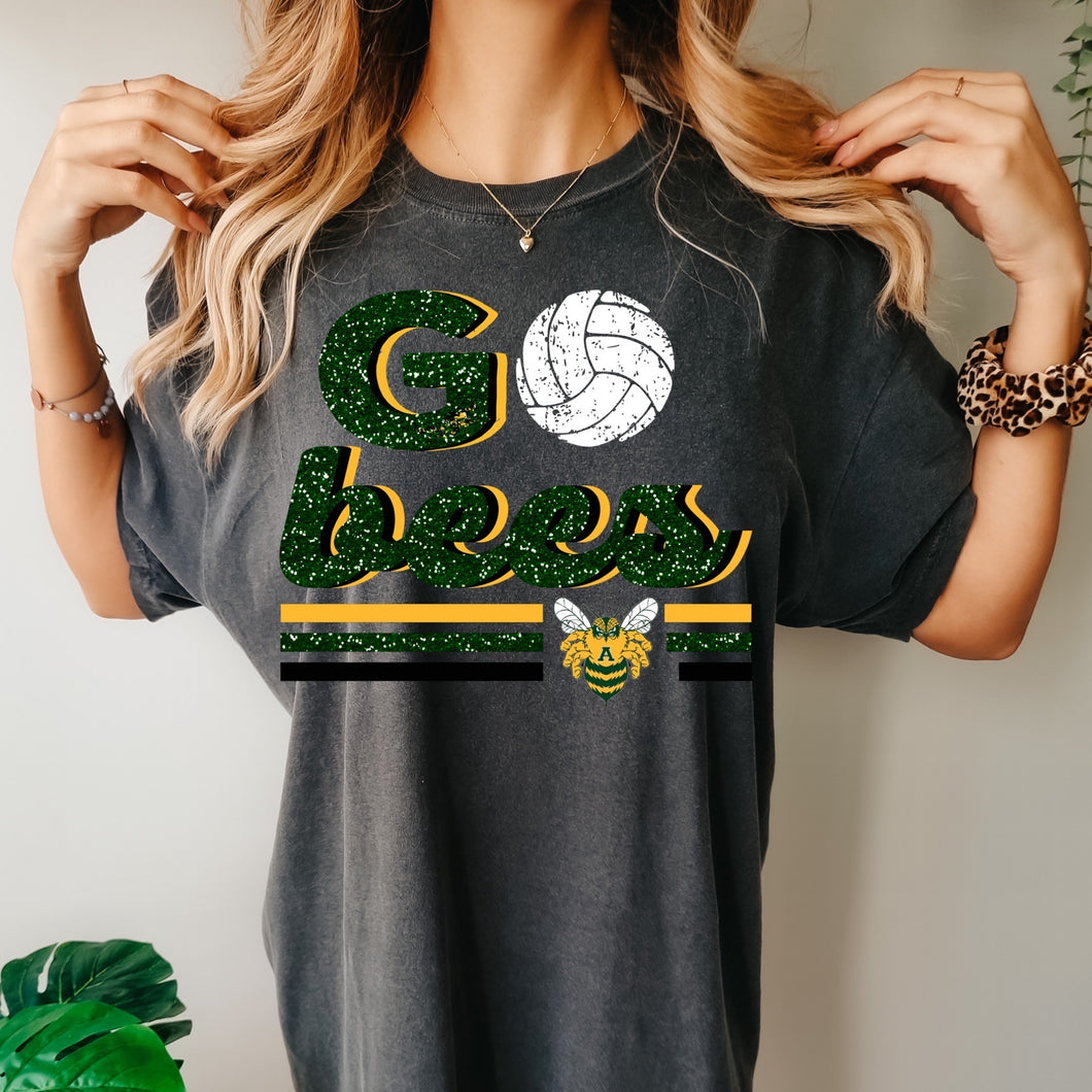 Academy Bees faux glitter Volleyball design