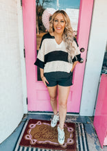 Load image into Gallery viewer, Split Neck Stripe 3/4 Sleeve Sweater
