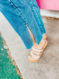 Maya straight side slit jeans