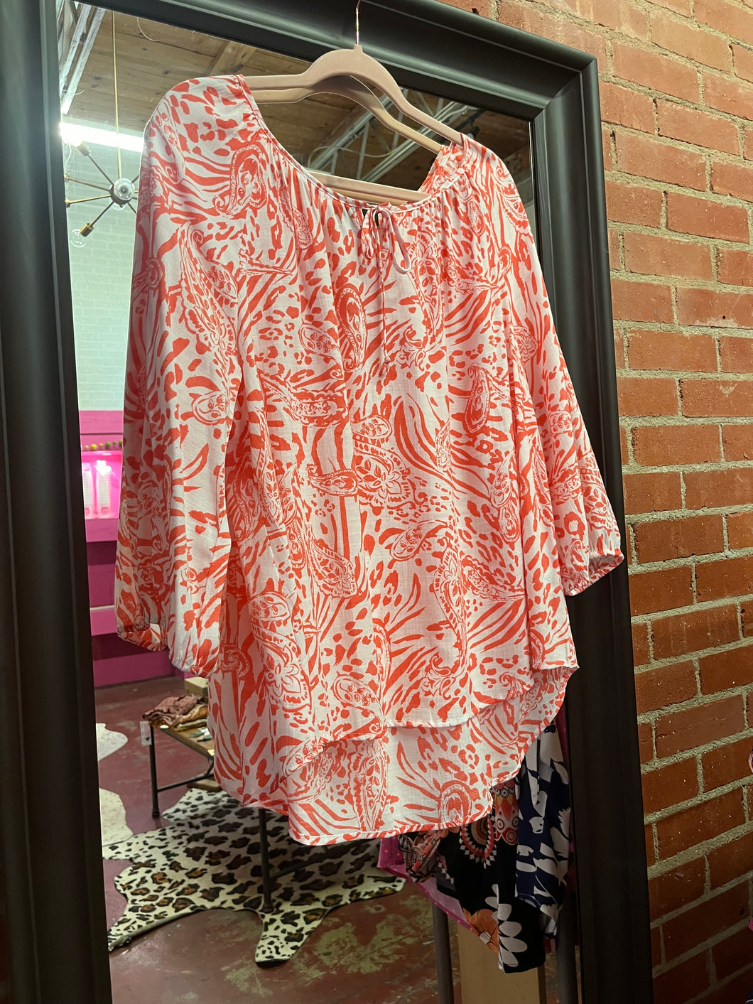 orange and white fred david Womens Top, Large