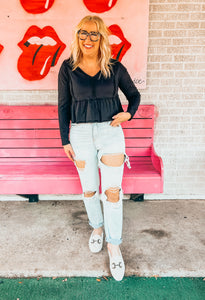 Long sleeve babydoll top