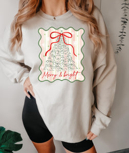 Merry & Bright tree stripes bow