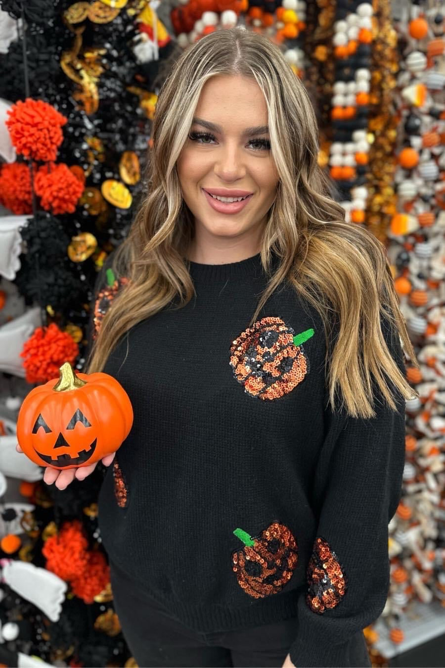 Pumpkin sequin Sweater