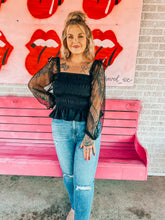 Load image into Gallery viewer, Black/Gold smocked top
