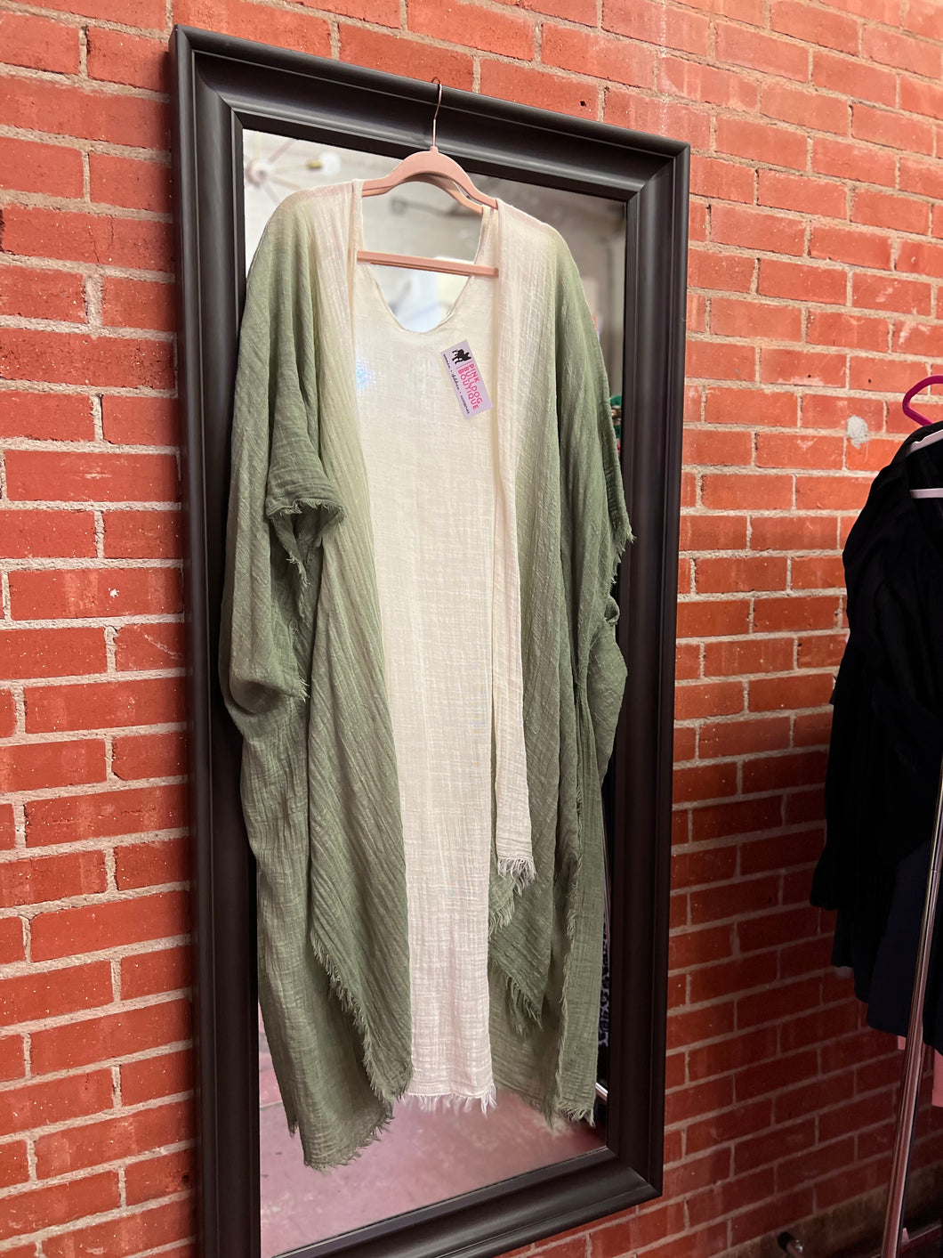 green ombre Pink Bulldog Kimono, One Size