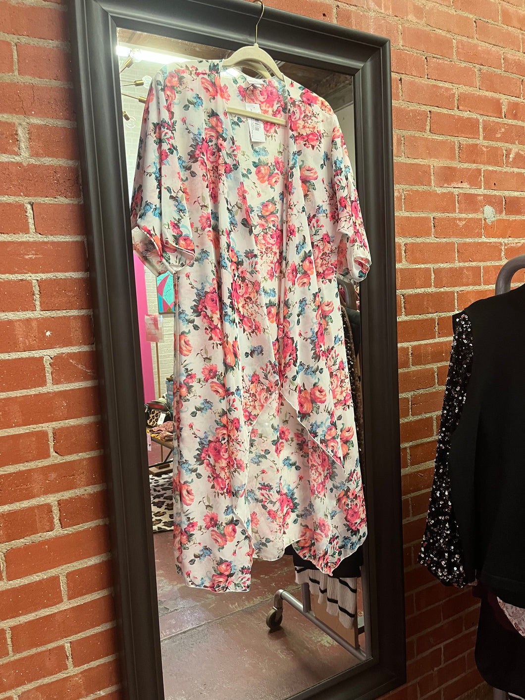 Pink Floral LulaRoe Cardigan, Small