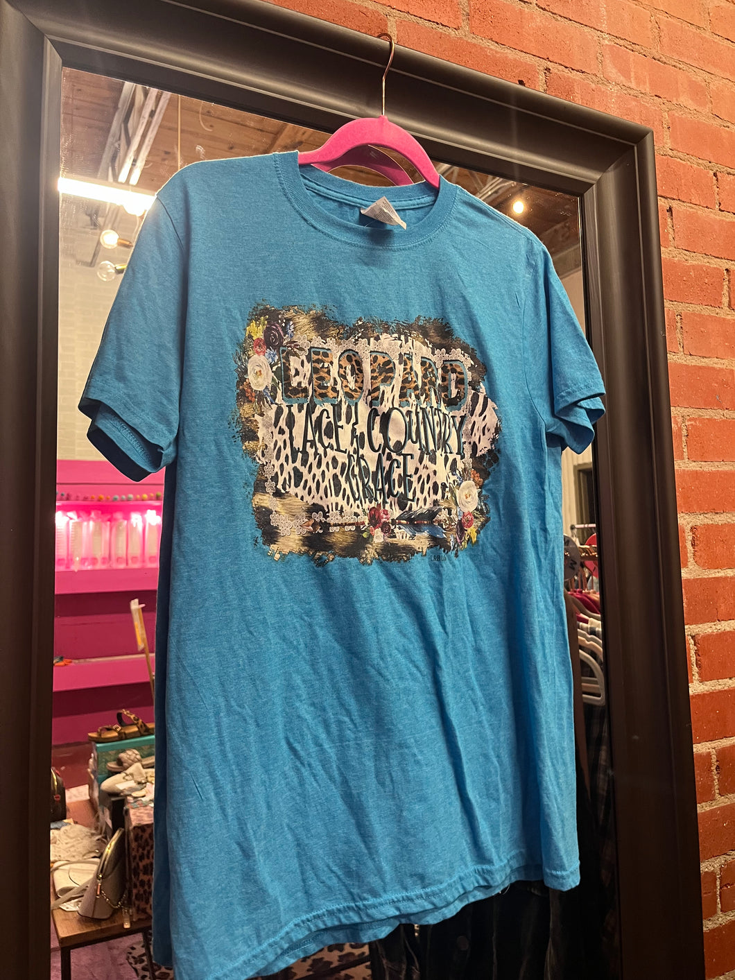 Blue Pink Bulldog leopard lace & country grace, Medium