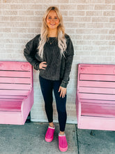 Load image into Gallery viewer, Mineral Washed Dropped Shoulder Waffle Knit Top
