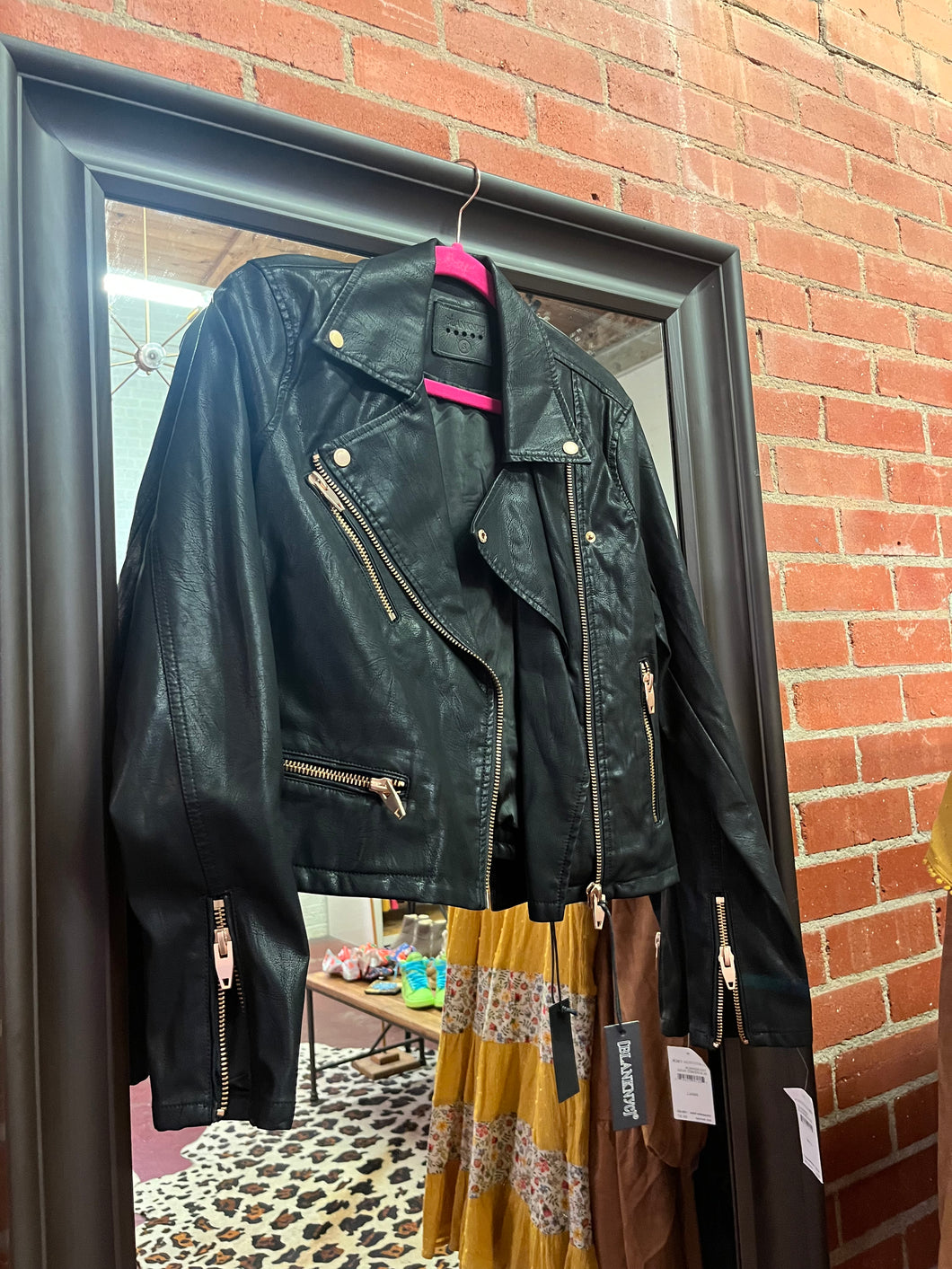 Black leather blank nyc Womens Jacket, Small