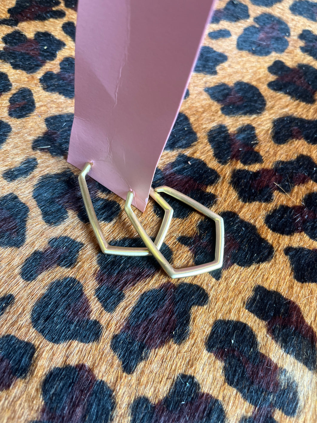 gold hoops Pink Bulldog Earrings