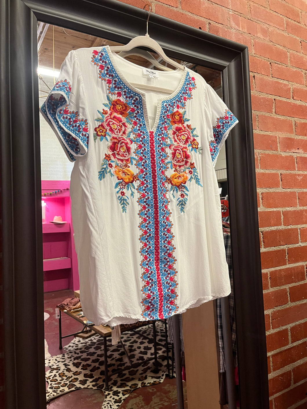 white/floral Angel Heart Womens Top, Large