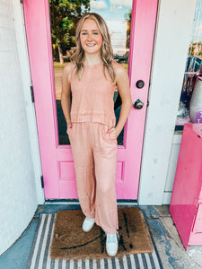 Linen sleeveless pants set