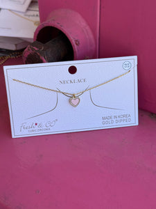 Gold heart rhinestone necklace