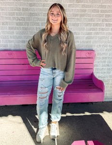 Soft v-neck ribbed top