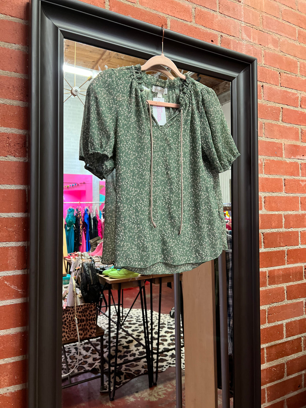 green floral Monteau Womens Top, Small