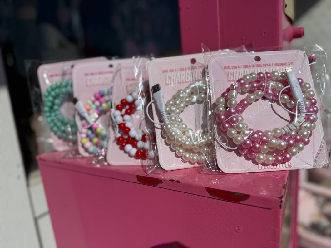 Beaded dual charging cable